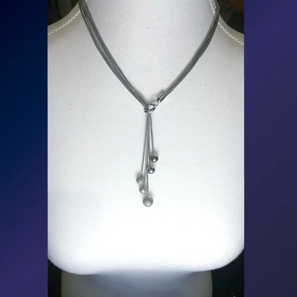 Stering .925 Sterling Silver Multi-Strand Necklace Heavy Sterling Designer balls - Picture 4 of 7